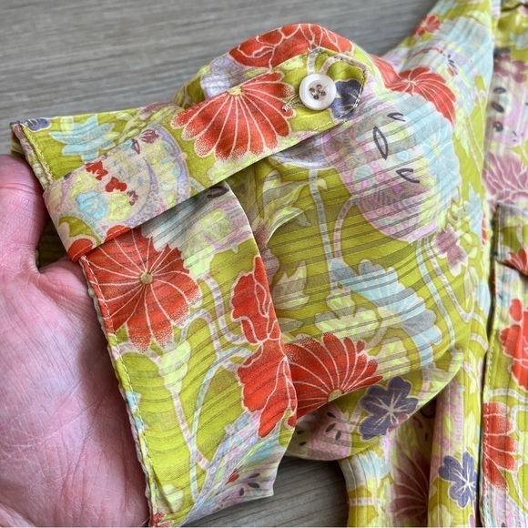 BCBGMAXAZRIA Floral Print Chinoiserie Mini Dress, Drawstring Waist, Size Large - Picture 9 of 11